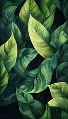 Lush green leaves in a beautiful organic seamless art design