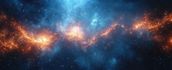 Naklejka premium Breathtaking Cosmic Space Scene with Vibrant Gas Clouds, Twinkling Stars, and Celestial Colors Creating a Sense of Infinite Universe Wonder and Mystery