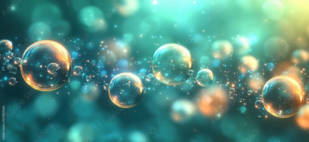 Aufkleber captivating colorful bubbles floating in a dreamy aquatic background with sparkling highlights and s
