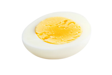 Half-eaten egg with a yellow yolk, isolated