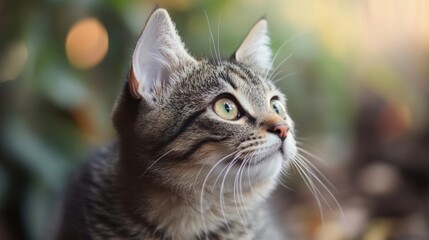Grey Tabby Kitten Outdoors Closeup Portrait