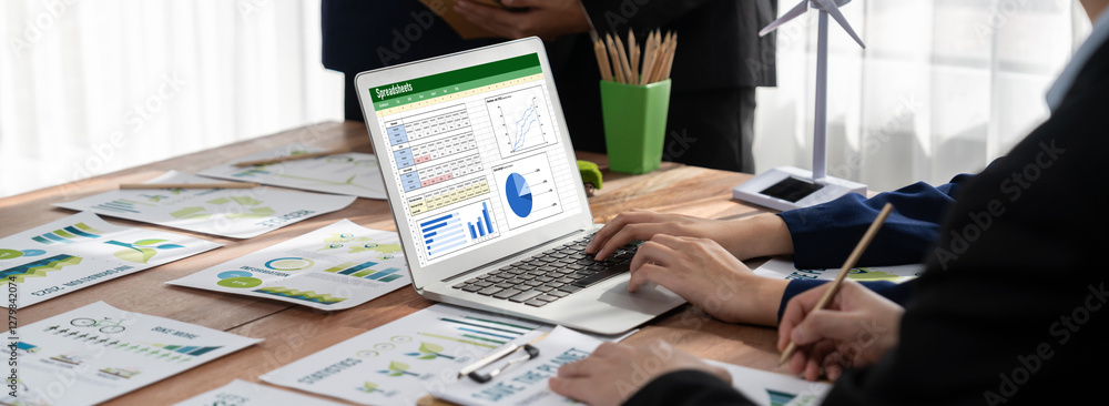 Poster spreadsheet document information financial startup concept. data and graphs in spreadsheet documents