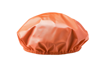 Bright orange hat with a white rim, isolated