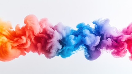 Fototapeta premium Rainbow ink swirls, studio, white background, abstract art