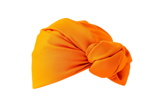 Bright orange scarf is tied in a knot, isolated