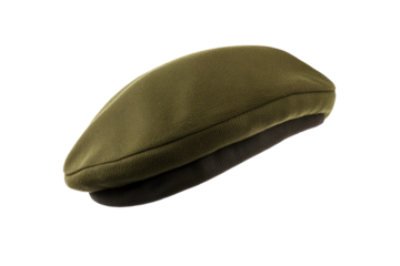 Green and black hat with a brown band, isolated