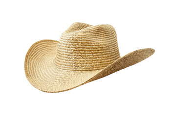 Straw cowboy hat with a wide brim, isolated