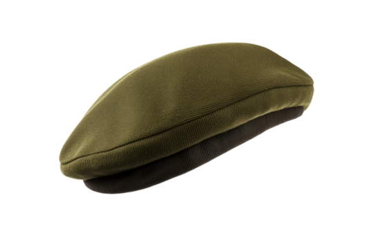 Green and black hat with a brown band, isolated