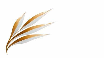 Elegant gold and white stylized leaf design on white background, ideal for branding or decorative purposes