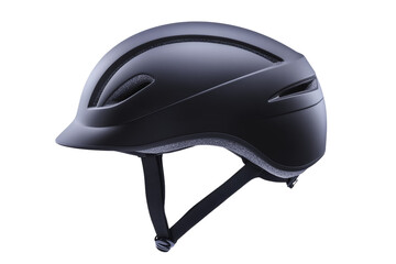 Fototapeta premium Black helmet with a black strap, isolated