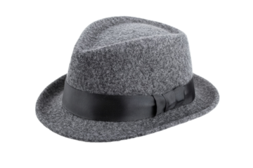 Gray hat with a black ribbon, isolated