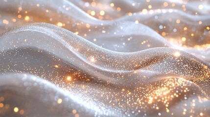 Sparkling gold and white fabric waves.