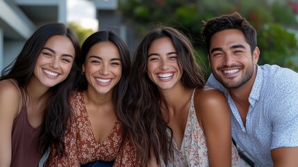 Obraz premium Capturing Joyful Moments: A Diverse Group of People Smile Together for a Memorable Photo That Celebrates Friendship and Positivity