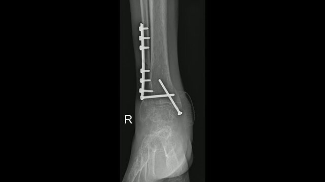 Ankle Joint Fracture Fixation X-Ray Post-Surgical Assessment, 