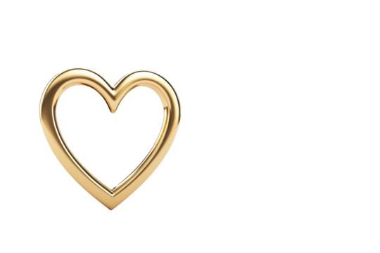 Gold heart with a hole in the middle, isolated - Powered by Adobe