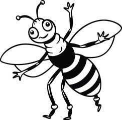 Stylized honey bee   with flower  on the white background 