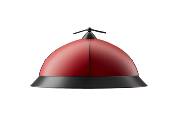 Red and black hat with a black base, isolated