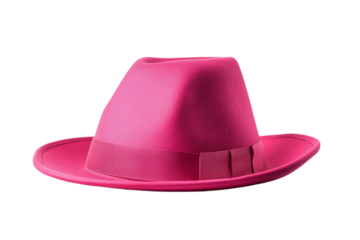 Pink hat with a red ribbon on it, isolated