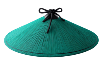 Green hat with a black and white design, isolated