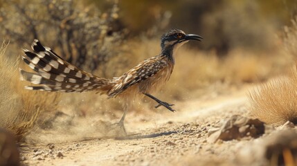 Obraz premium Roadrunner Running in Desert Sand