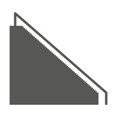 Minimalist black and white icon of a staircase with a handrail, illustrating an ascending path.