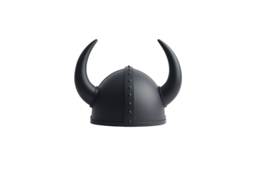 Black Viking helmet with horns on top, isolated