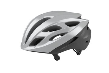 Obraz premium Silver helmet with a black visor, isolated