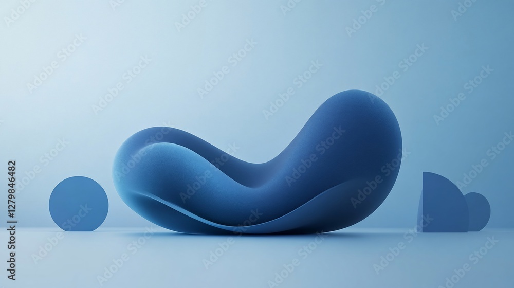 Aufkleber abstract 3d rendering with smooth blue shapes and soft light minimalist design