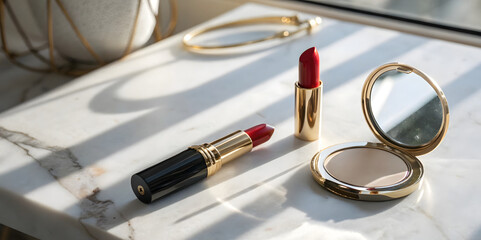 Makeup application tutorial home vanity lifestyle content bright natural light close-up beauty techniques for everyone