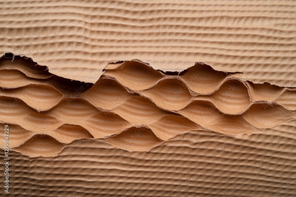 Poster intricate patterns formed by light and shadows on textured cardboard revealing wave-like designs