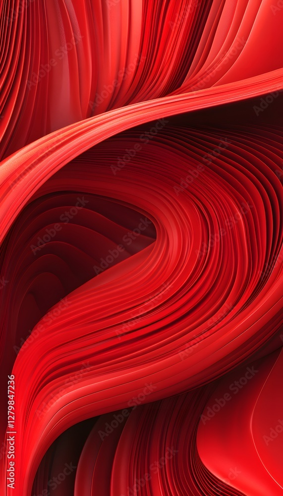 Poster the red textured wave forms suggest fluid motion and depth
