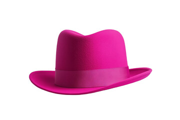 Pink hat with a ribbon tied around it, isolated