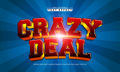 crazy deal editable text effect with a sale and discount text style