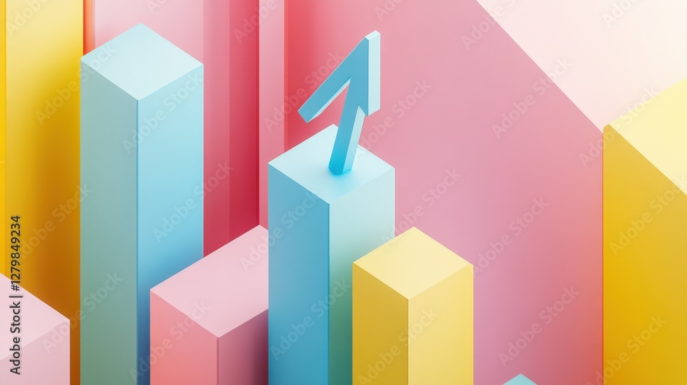 Poster colorful geometric shapes representing growth and progress in a modern design setting