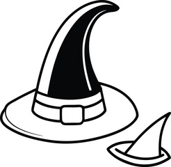 Illustration of a wizard and witch hat  