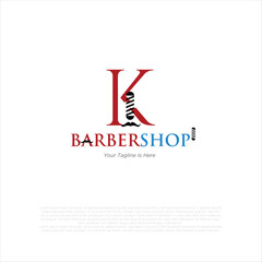 Letter K barbershop logo design vector illustration idea