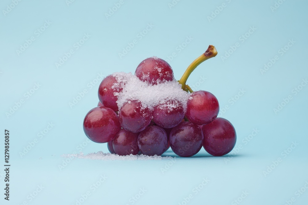 Poster Bunch of red grapes covered in granulated white sugar