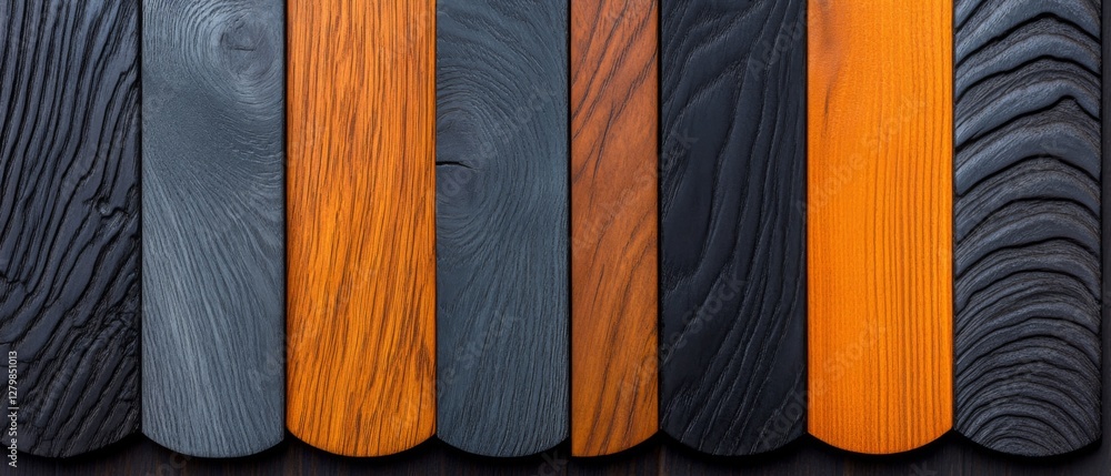 Poster different types of wood planks showcasing various textures and colors in a well-lit setting