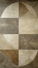 Fototapeta premium Abstract geometric wall art featuring earthy tones and intricate patterns in a modern interior setting