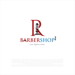 Letter r Barbershop Logo, suitable for any business related to barbershop with L initial