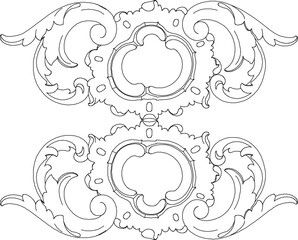 vector illustration silhouette design ornament decoration carving detail classic ethnic vintage traditional floral natural