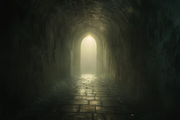 Dark Tunnel Leading To A Bright Light