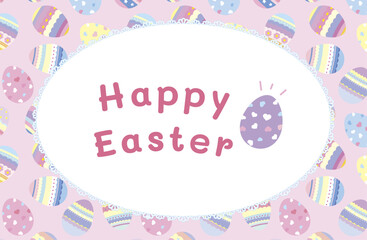 Frame illustration of pastel-colored Easter egg_pink