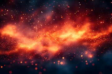 Fiery abstract background with sparks and stars. Fantasy fractal texture.