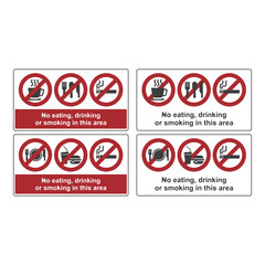 No eating or drinking, no smoking, flat logo
