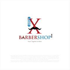 Letter x barbershop logo design vector illustration idea