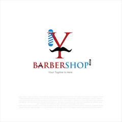 Letter y barbershop logo design vector illustration idea