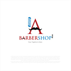 Letter a barbershop logo design vector illustration idea