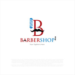 Letter b barbershop logo design vector illustration idea