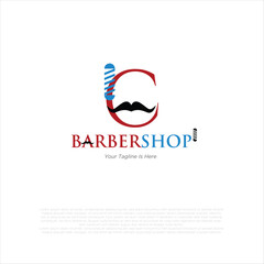 Letter c barbershop logo design vector illustration idea